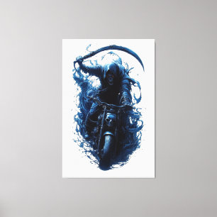 De Grim Reaper-motorrijder op een motor Canvasprin Canvas Afdruk