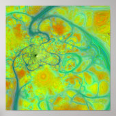 De groene aarde - Blauwgroen en goudkleuren Poster (Voorkant)