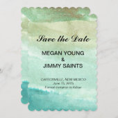 de groene abstracte waterverf sparen de datum save the date (Voorkant / Achterkant)