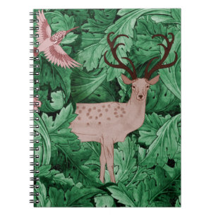 De groene bladachtergrond van William Morris Notitieboek
