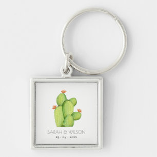 DE GROENE CACTUS VAN DE WOESTIJN WATERCOLOUR SLEUTELHANGER