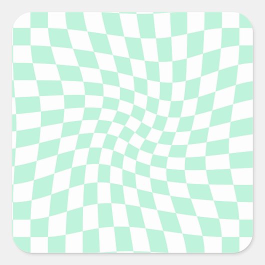 De Groene Controles van de Verkeerde Checkerboard  Vierkante Sticker (Voorkant)