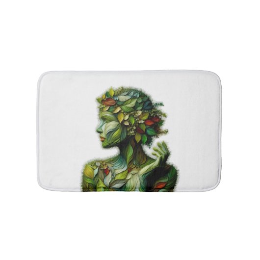De groene dame - witte achtergrond badmat (Voorkant)