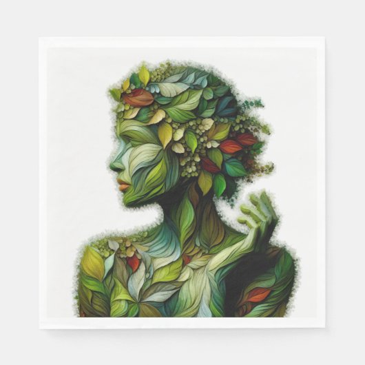 De groene dame - witte achtergrond servet (Voorkant)