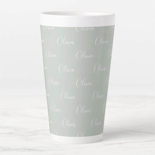 De Groene Gepersonaliseerde Naam van het witte Man Latte Mok (Voorkant)