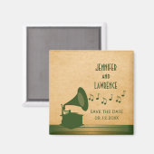 De groene  Gramophone sparen de Magnet van de Datu Magneet (Voorkant / Achterkant)