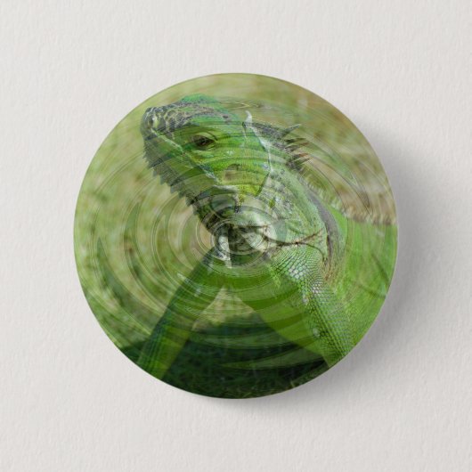 De Groene Iguana Ronde Button 5,7 Cm (Voorkant)