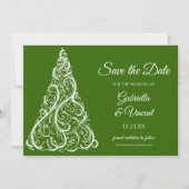 De groene kerstboom Winterbruiloft sparen de Datum Kaart (Voorkant)