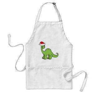De groene Kerstman van de Dinosaurus van Kerstmis Standaard Schort