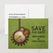 De groene Klok sparen het Briefkaart van de Datum (Voorkant / Achterkant)