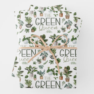 De groene koningin van de tropische huisplant inpakpapier vel