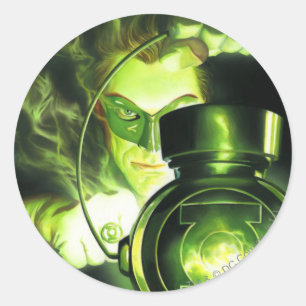 De groene lantaarn vasthouden ronde sticker