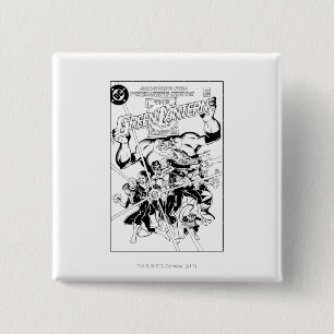 De Groene Lantaarnkorps, zwart en wit Vierkante Button 5,1 Cm