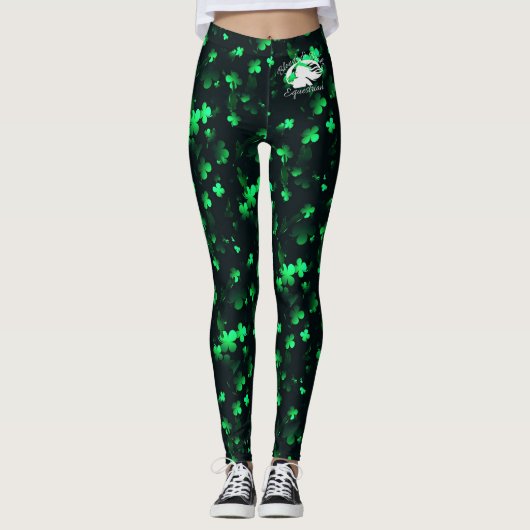 De groene Leggings van Kleuren met Witte Logo B&BE (Voorkant)