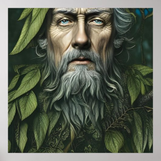De Groene Man Folklore Deity Digital Art Poster (Voorkant)