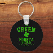 De groene Monsta Clic St Patricks Day Boston naam Sleutelhanger (Voorkant)
