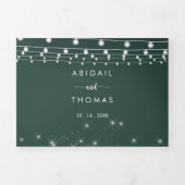 De groene rustieke String Lights Trifold van bruil Drieluik Uitnodiging (Cover)