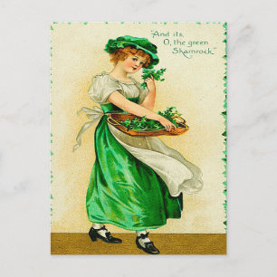 De groene Shamrock Vintage St. Patrick's Day Briefkaart