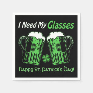 De groene St. Patrick van het Bier Groene & Zwarte Servetten