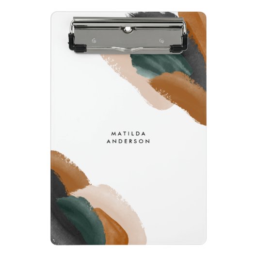 De groene terracotta abstracte waterverf moderne u mini klembord (Voorkant)