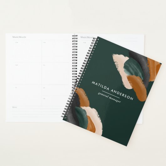 De groene terracotta abstracte waterverf moderne u planner (Display)