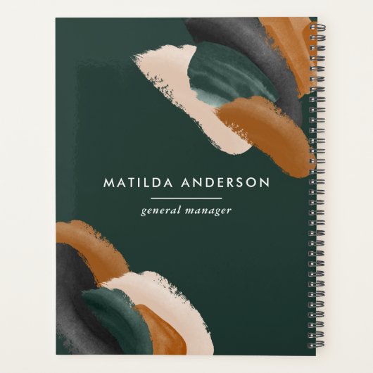 De groene terracotta abstracte waterverf moderne u planner (Achterkant)