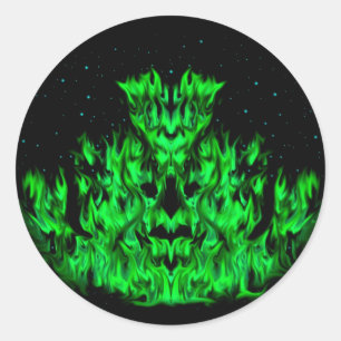De groene Vlammonster in de Starlight Sky Ronde Sticker