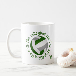 de groene volleybalrechtbank is mijn gelukkige ple koffiemok