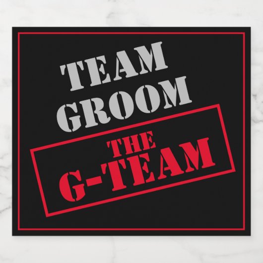 De groep van het Team van G-Team Sparkling Wijnetiket (Enkel label)