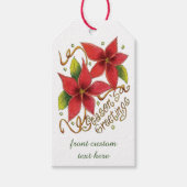De groeten van de kerstseizoenen met Poinsettias Cadeaulabel (Voorkant)