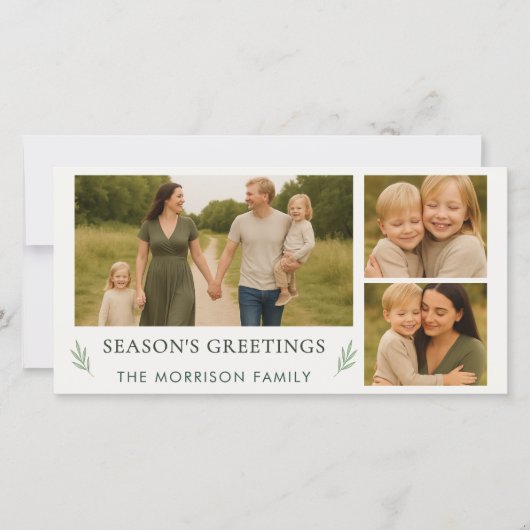 De Groeten van het Seizoen Familie Elegante Botani Feestdagenkaart (Voorkant)