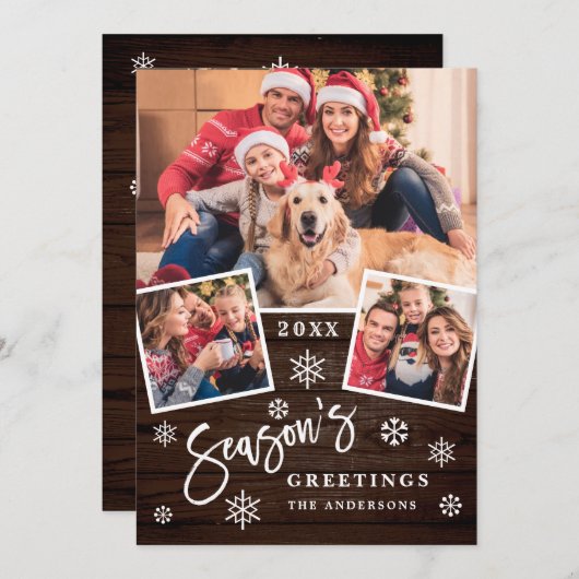 De groeten van het seizoen Moderne Manuscript 3 va Feestdagenkaart (Voorkant / Achterkant)