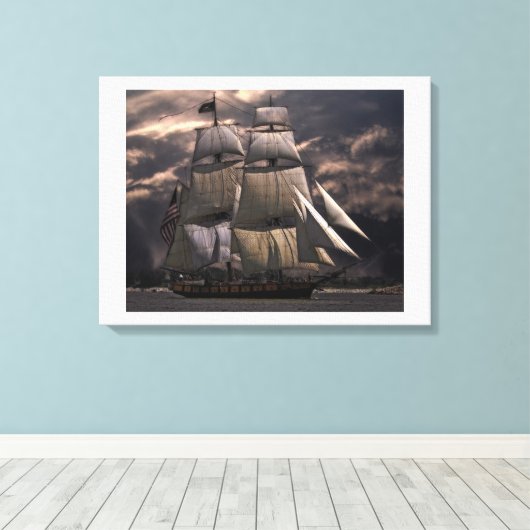 De grondwet van de VS "Oude IJzeren Zijde". Canvas Afdruk (Insitu (Houten vloer))