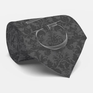 de Groom Charcoal Damask Wedding Stropdas