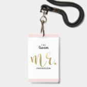 De Groom Gold Wedding Party VIP Pass Badge (Front with Lanyard)