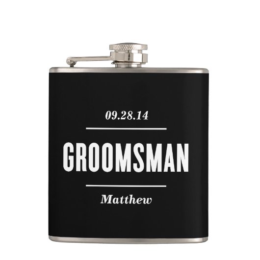 De Groomsman | Weddenschap Heupfles (Voorkant)