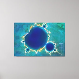 De Groot Blauw Mandelbrot plaatste Fractal Treasur Canvas Afdruk
