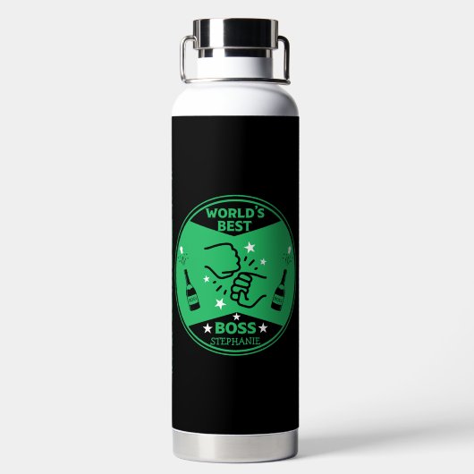 De grootste baas ter wereld waterfles (Achterkant)