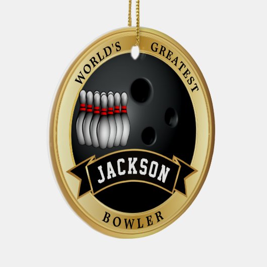 De grootste Bowler ter wereld Keramisch Ornament (Rechts)