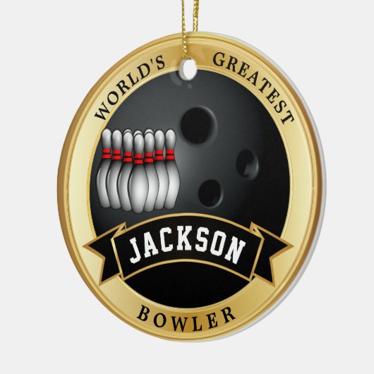 De grootste Bowler ter wereld Keramisch Ornament (Links)