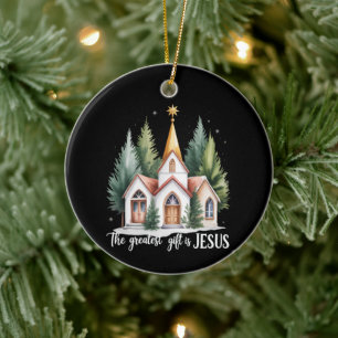 De Grootste Gift is Jezus Kerstmis Kerk Christus Keramisch Ornament