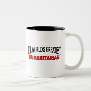 De grootste humanitaire hulp ter wereld tweekleurige koffiemok