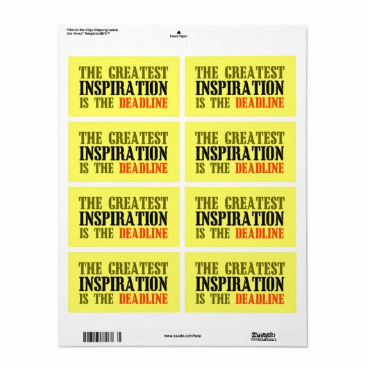 DE GROOTSTE INSPIRATIE IS HET DEADLINE FUNNEMENT ETIKET (Full Sheet)
