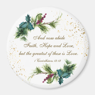 De grootste is de 'Love Bible Winter Evergreen Ker Magneet
