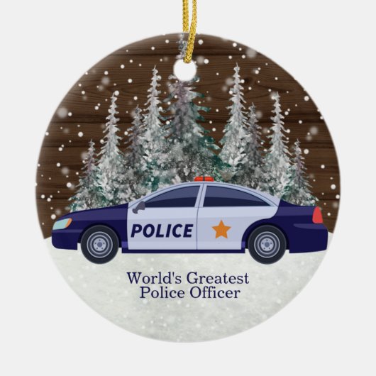 De grootste politieagent van de wereld kerstmis keramisch ornament (Voorkant)