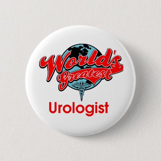 De grootste uroloog ter wereld ronde button 5,7 cm (Voorkant)