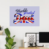 De grootste vader ter wereld met Engelse vlag Poster (Thuiskantoor)