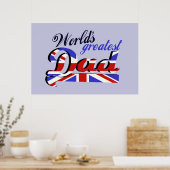 De grootste vader ter wereld met Engelse vlag Poster (Keuken)
