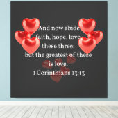 "De grootste van hen in de liefde." Christelijk Canvas Afdruk (Insitu (Houten vloer))