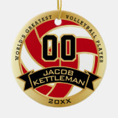 De grootste 🏐 volleybalspeler ter wereld, rood en keramisch ornament (Voorkant)
